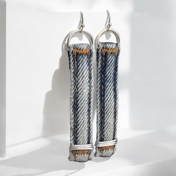 5 For $25💫Rustic Denim Earrings - Picture 3 of 4